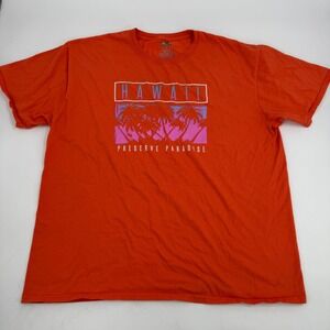 Mossy Oak Hawaii Graphic T-Shirt Orange Preserve‎ Paradise Palm Trees Tee XL